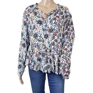 Time and Tru Women's Peasant Paisley Top